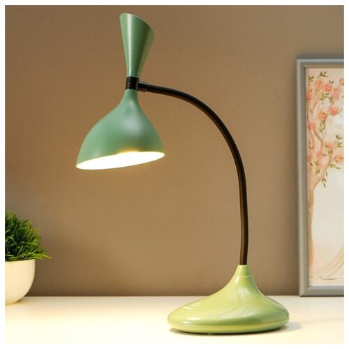 фото Лампа настольная сенсорная 16089/1gr led 3вт usb акб 3000-6000к зелено-черный 11х17.5х39 см 509160 risalux