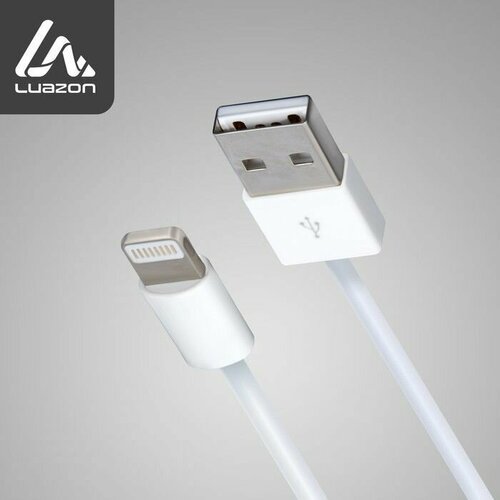 Кабель для зарядки Lightning - USB, 1А, 0,9м, белый, LuazON 1928844