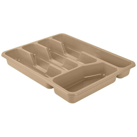 фото Лоток для столовых приборов Plast Team 330х260х43 мм шоколадный мокко