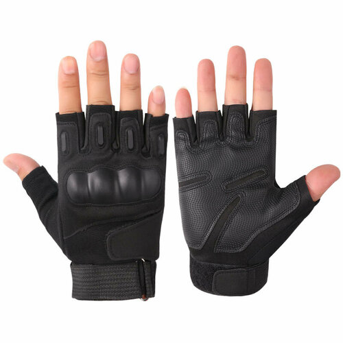 фото Тактические перчатки без пальцев для спецназа, фитнеса, спорта на открытом воздухе, цвет черный, размер m todastyle