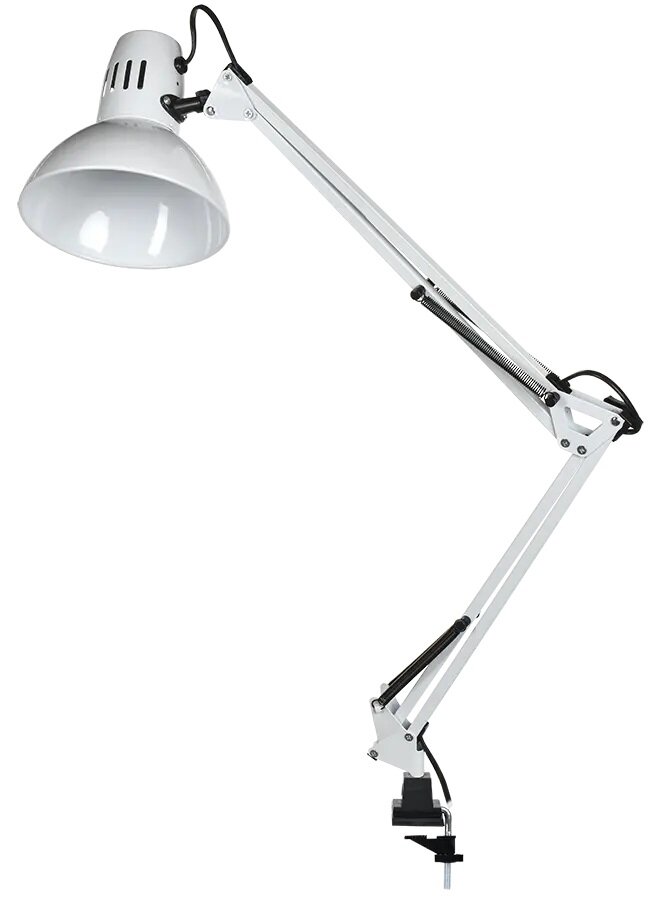 фото LIGHTING Светильник настольный 1014 пантограф на струбцине Е27 белый IEK