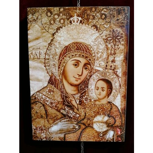 Икона Божией Матери Вифлеемская деревянная икона ручной работы на левкасе 33 см икона божией матери неувядаемый цвет на дереве на левкасе