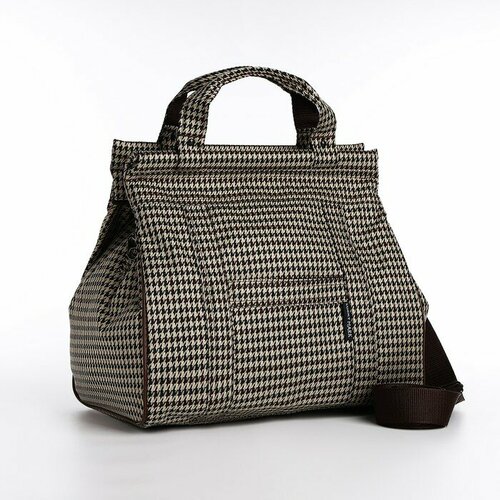 Сумка 36 см, коричневый, бежевый