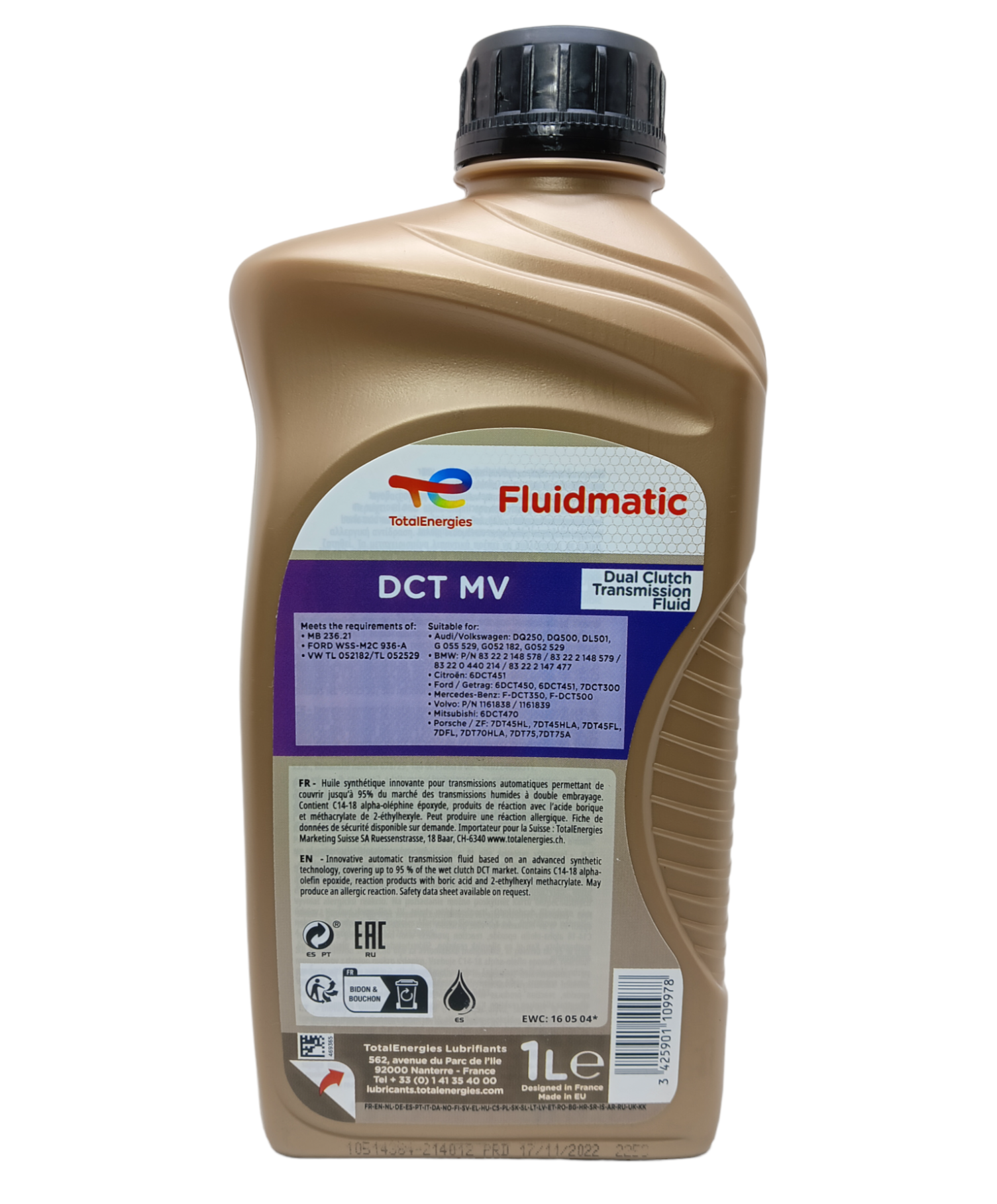 Масло трансмиссионное TOTAL Fluidmatic DCT MV