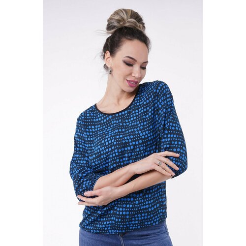 Блуза  Тамбовчанка, повседневный стиль, укороченный рукав, размер 44, синий