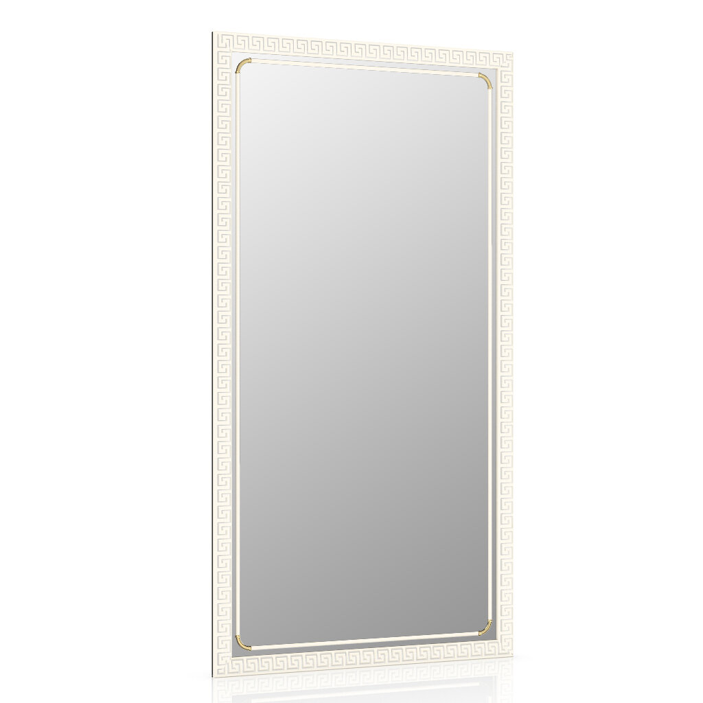 Зеркало 119 белый, греческий орнамент, ШхВ 45х85 см, зеркала для офиса, прихожих и ванных комнат, горизонтальное или вертикальное крепление
