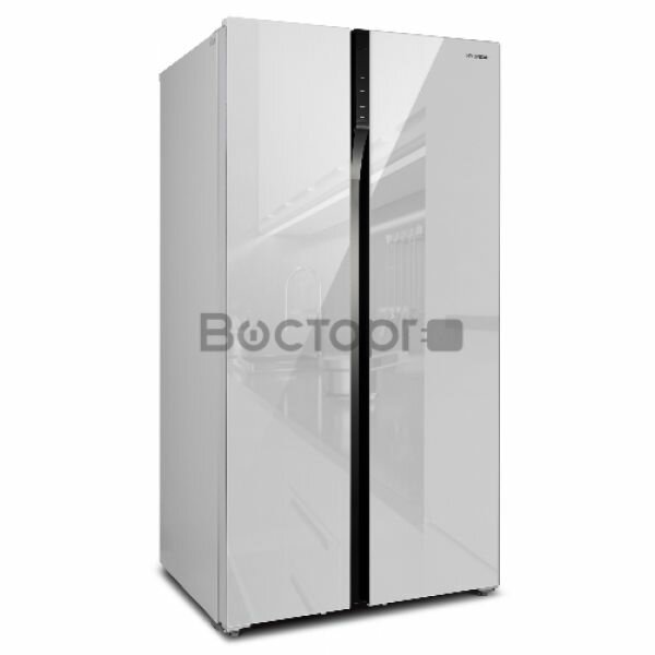 Холодильник HYUNDAI CS6503FV, двухкамерный, белое стекло - фото №6