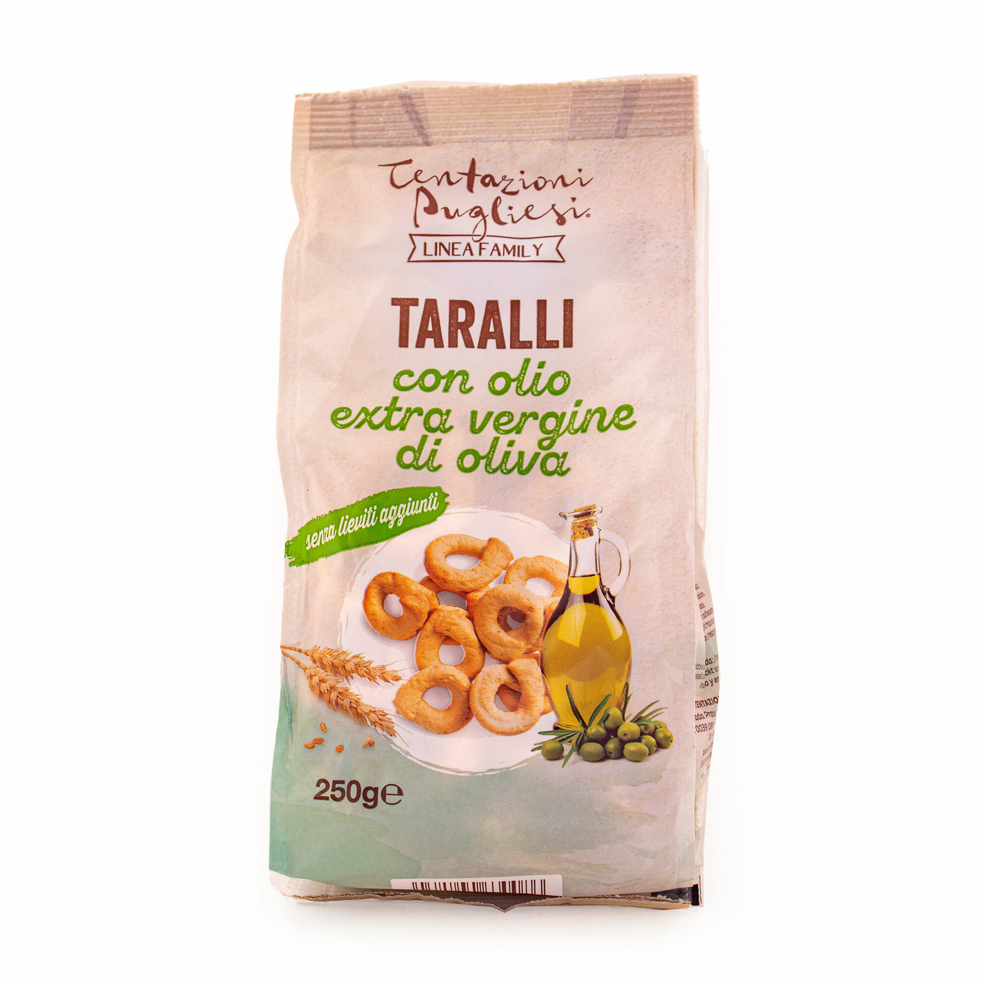 Таралли с оливковым маслом первого холодного отжима (экстра верджин) LINEA FAMILY, TENTAZIONI PUGLIESI, 0,250 кг
