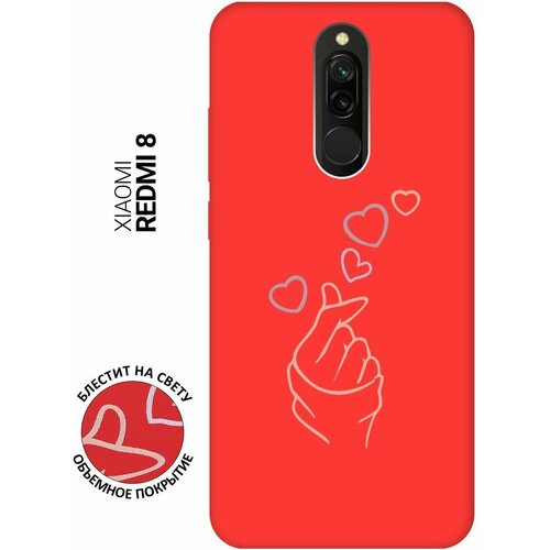 Силиконовый чехол на Xiaomi Redmi 8, Сяоми Редми 8 Silky Touch Premium с принтом K-Heart красный матовый soft touch силиконовый чехол на xiaomi redmi 6 сяоми редми 6 с 3d принтом k heart черный