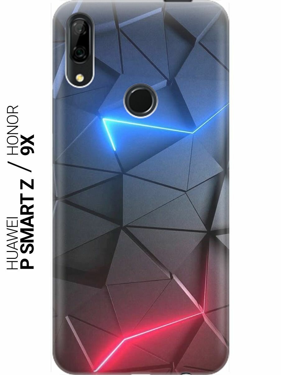 Ультратонкий силиконовый чехол-накладка для Huawei P Smart Z, Honor 9X с принтом "Графитовые грани"