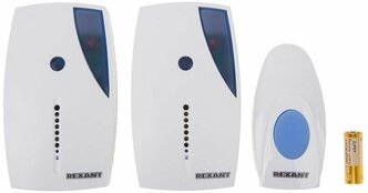 Звонок Rexant RX-5 (73-0050) беспроводной с кнопкой 32 мелодии белый две вызывные панели