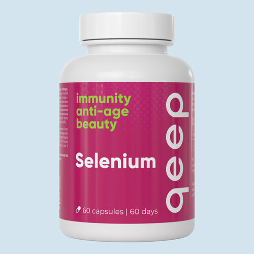 Selenium Prolong селен qeep, витамины для иммунитета взрослым для щитовидной железы, 60 капсул