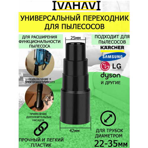 Универсальный переходник для пылесосов IVAHAVI для подключения электроинструмента и насадок 4 ступени 22-35мм 398₽