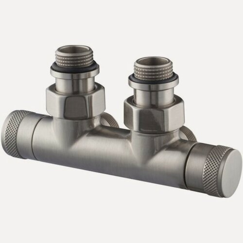 Изображение товара Узел SR Rubinetterie Tondera угловой 50 мм, запорный 1/2"х3/4" Е, цвет матовый никель