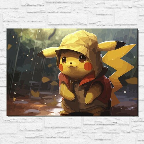 Картина по номерам на холсте аниме покемоны (Пикачу, Pikachu) - 12628 Г 60x40