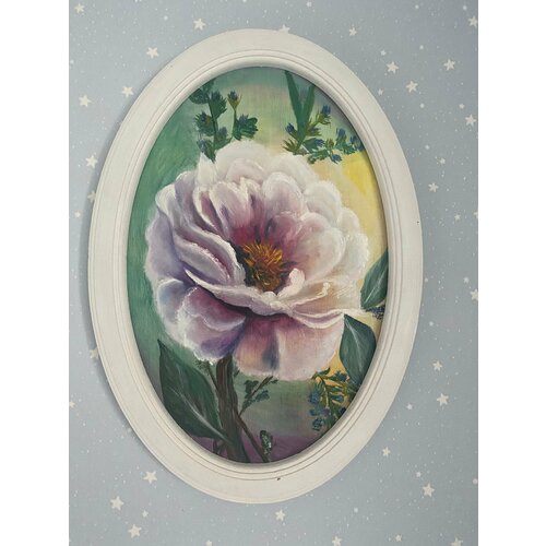 Картина ручной работы «Нежный пион», 30*20 см, холст, масло