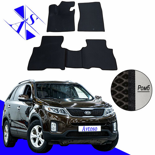 фото Автомобильные коврики eva/ева/эва для kia sorento 2 ii (xm) / киа соренто 2 ii (xm) 2012-2021 черный черный avtoso