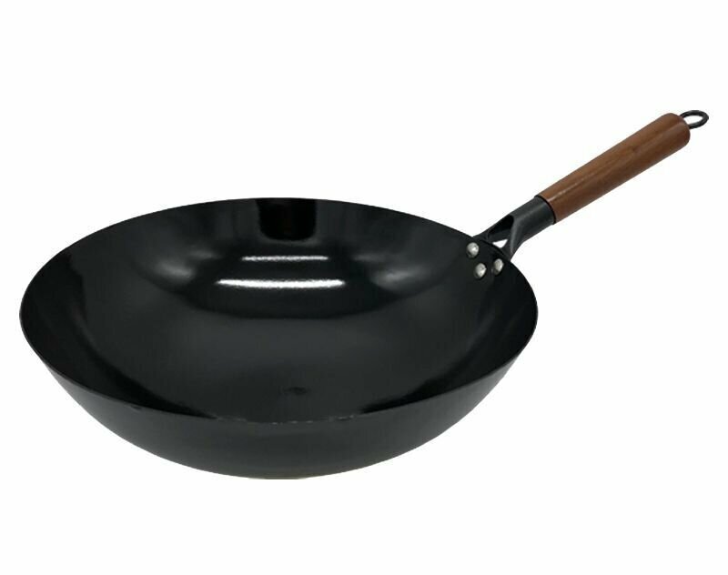 фото Сковорода ВОК эмалированная 36 см традиционная с дер. ручкой