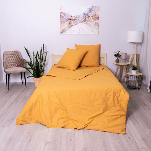 Комплект наволочек Вселенная текстиля, 2 шт, Поплин, Хлопок, цвет горчица, 60х60 см