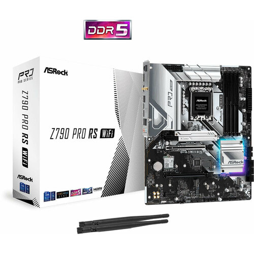 ASROCK Материнская плата Asrock Z790 PRO RS WIFI Soc-1700 Intel Z790 4xDDR5 ATX AC`97 8ch(7.1) 2.5Gg RAID+HDMI+DP Z790 PRO RS WIFI