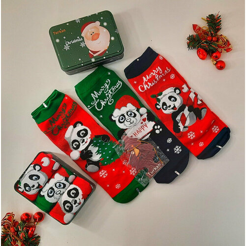 фото Носки turkan, 3 пары, размер 35/41, зеленый, красный