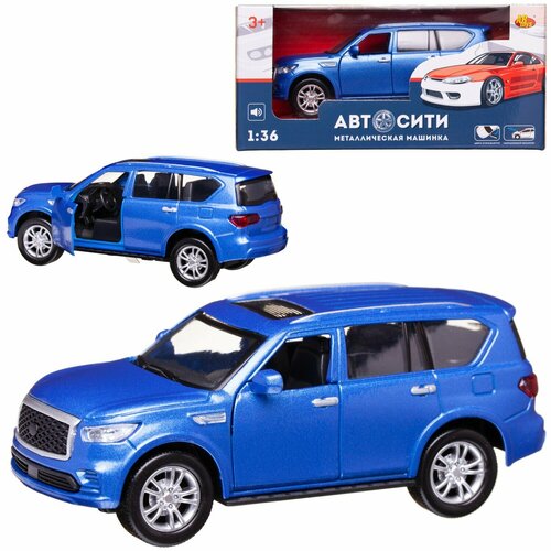 Машинка металлическая Abtoys АвтоСити 1:36 Кроссовер семейный инерционный с открывающими передними дверцами синий свет звук C-00520/синий