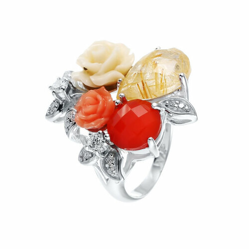 фото Кольцо element47, серебро, 925 проба, агат, размер 16