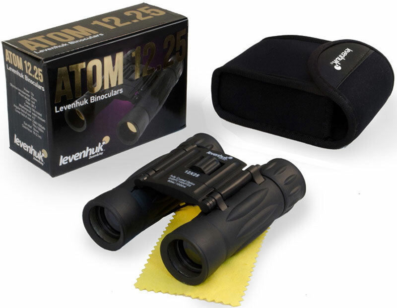 Бинокль Levenhuk Atom 12x25 туристический полевой детский складной, на шнурке, с чехлом — фото 1