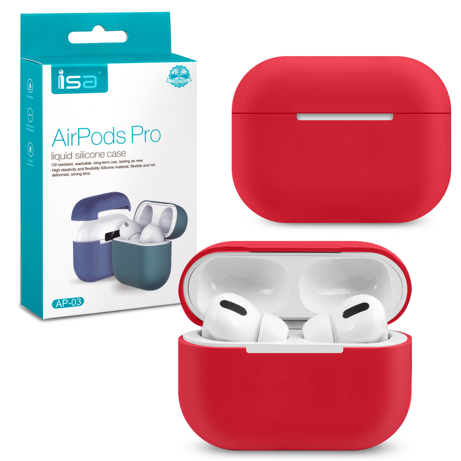 Чехол для наушников / Чехол для Airpods Pro Silicon Case ISA Red