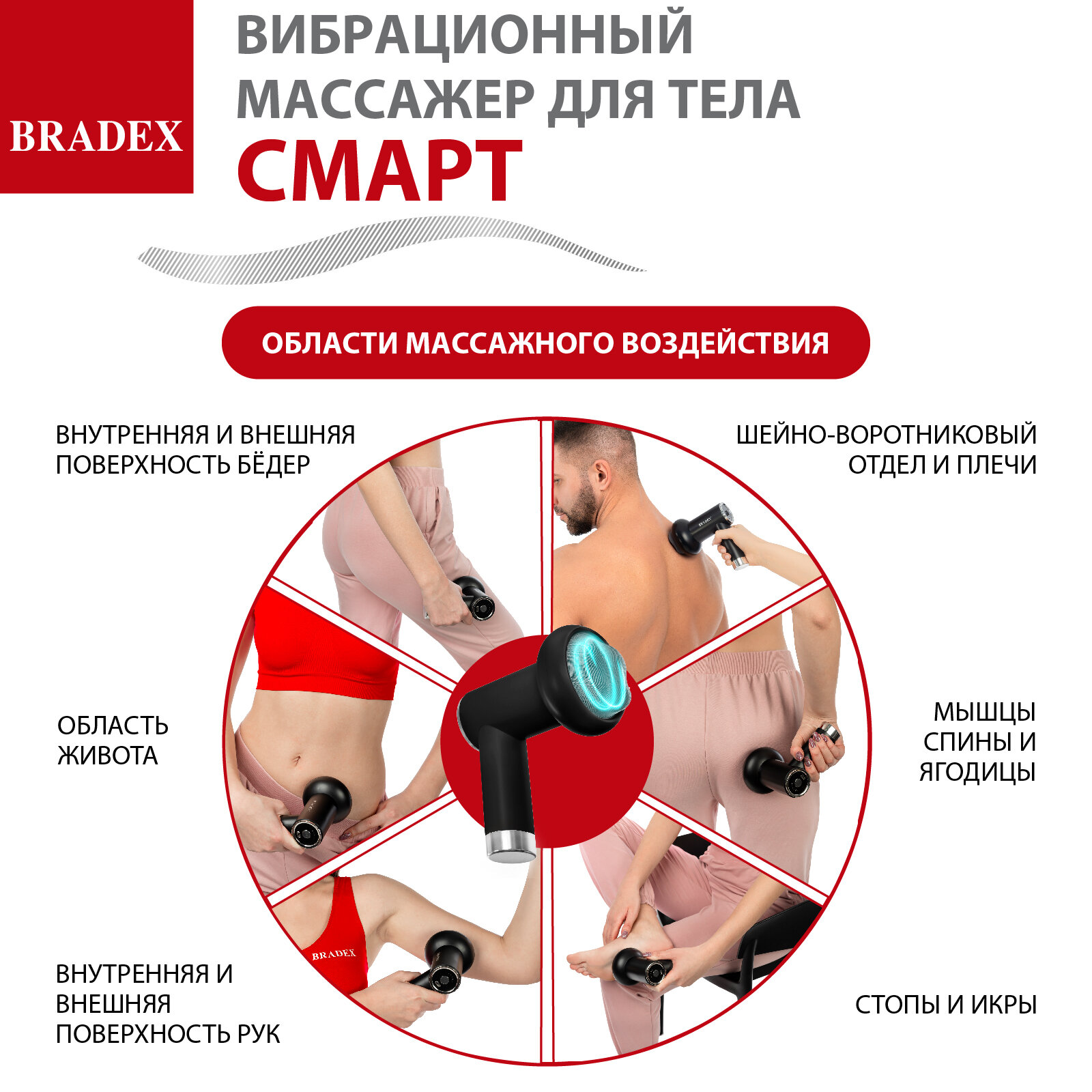 Массажер для тела беспроводной ВОЛНА, белый Bradex KZ 1427 - фото №5