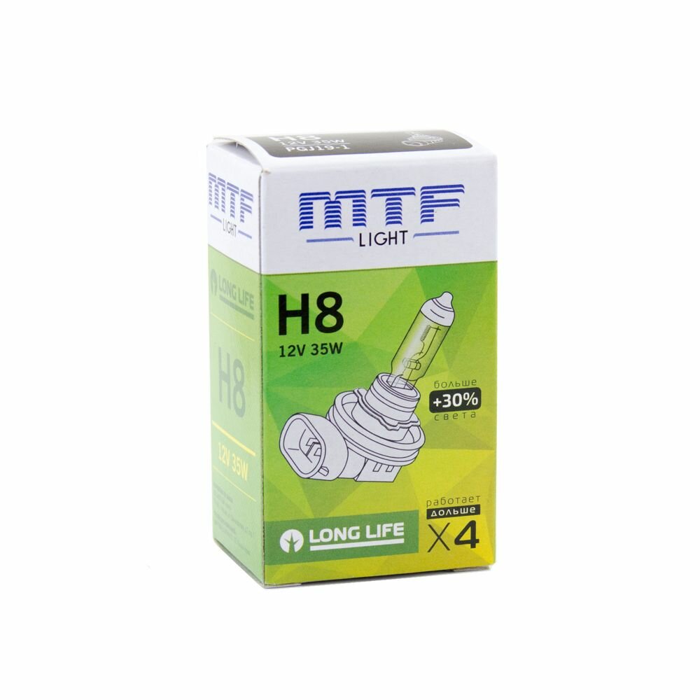 Галогенная лампа MTF Light автомобильная H8 12V 35W LONG LIFE x4