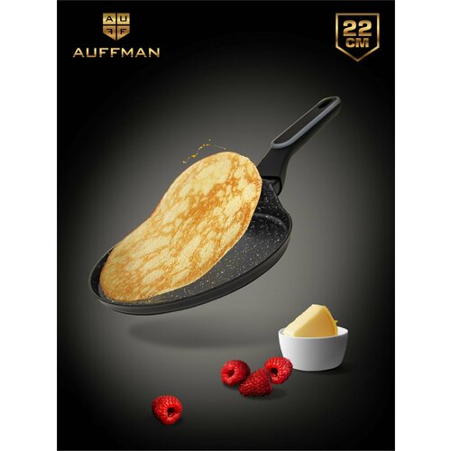 Сковорода блинная антипригарная 22 см AUFFMAN ручка c покрытием soft-touch 3385₽