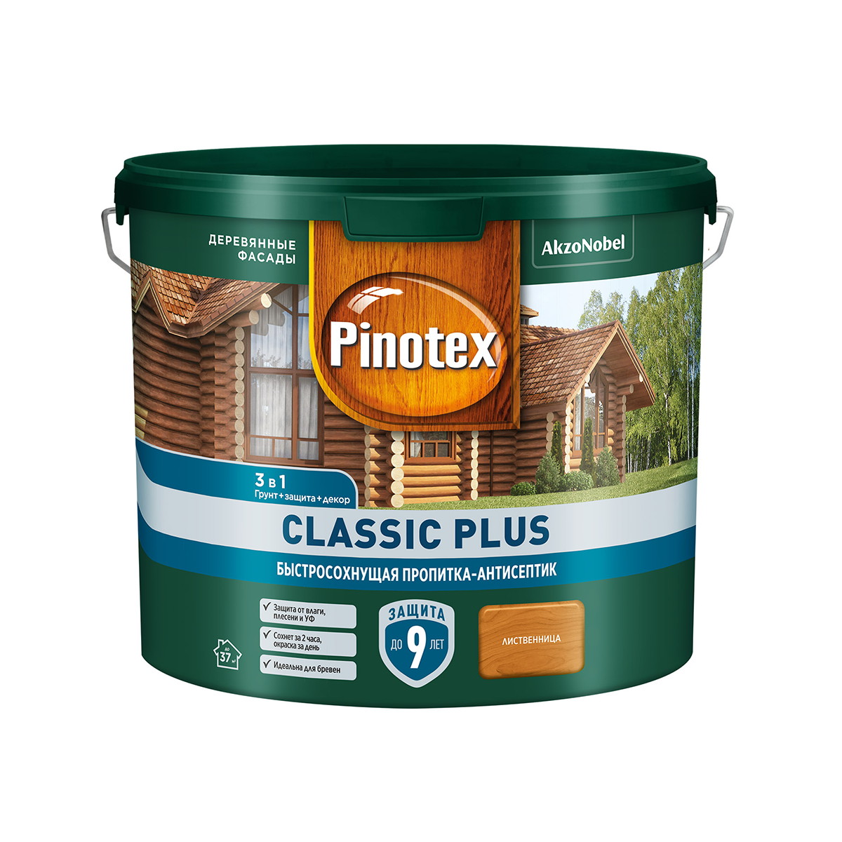 Пропитка-антисептик PINOTEX CLASSIC PLUS 3 в 1 быстросохнущая лиственница 25л