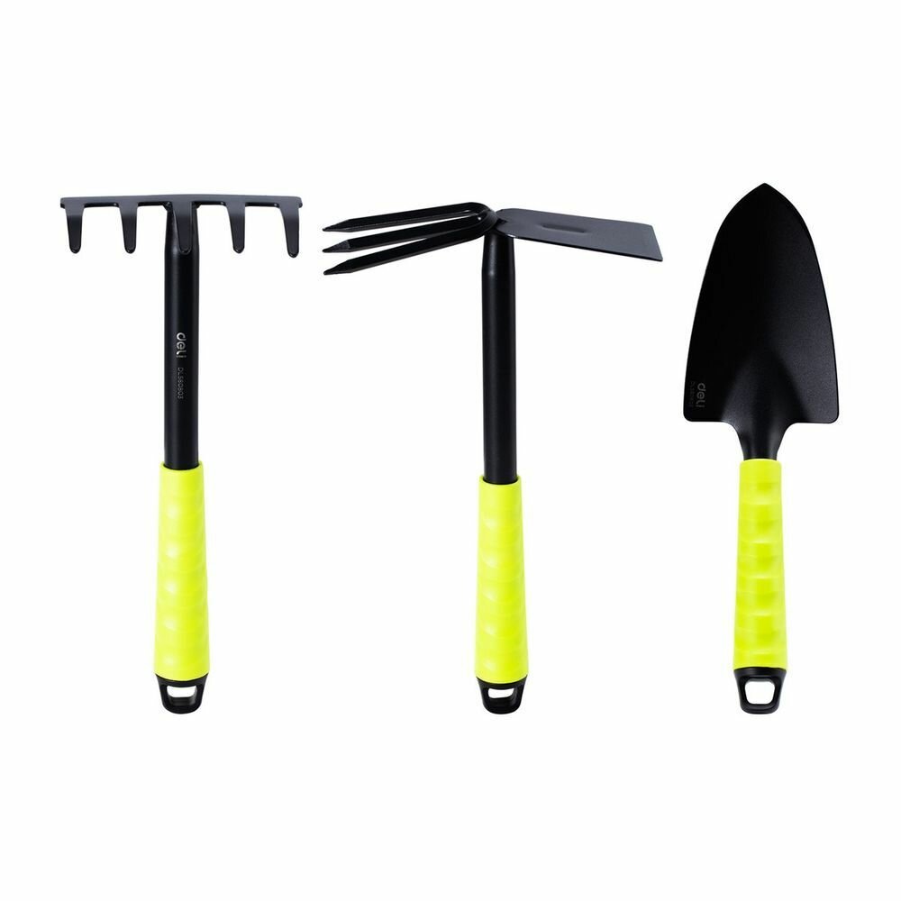 Набор садового инструмента (лопатка, двусторонняя мотыжка, пятизубчатые грабли) Deli DL580803 длина 31 см