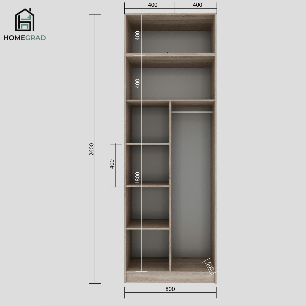 Антресоль HomeGrad "Boston", ЛДСП, соно 80х52х40см, открывающиеся в стороны дверцы — фото 1