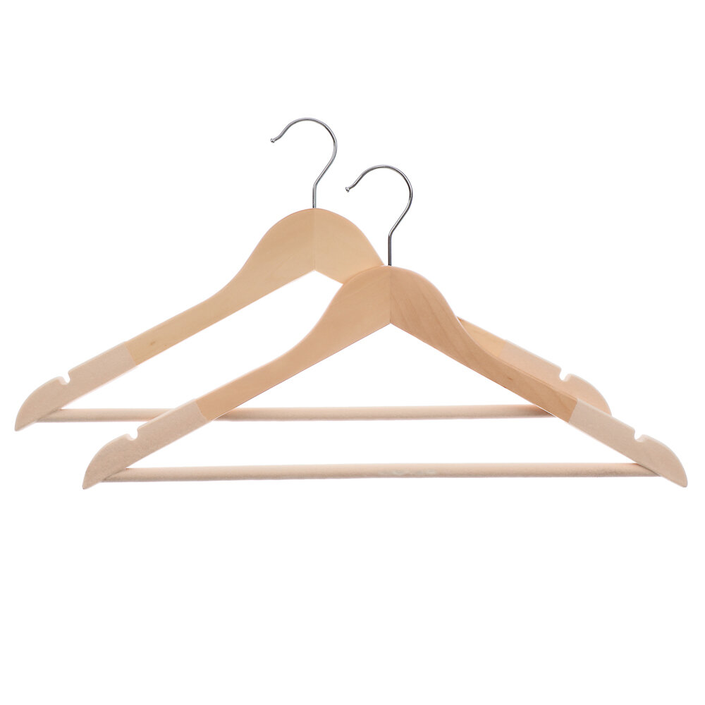 фото VETTA Набор вешалок деревянных с бархатным антиск. покрытием, 2 шт, 45см, светлое дерево, хром