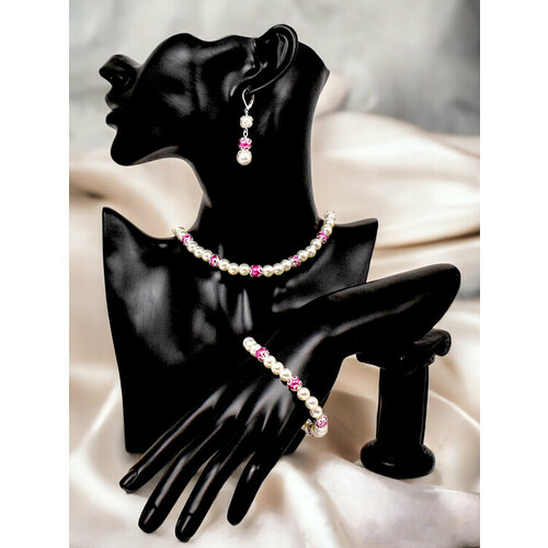 Комплект бижутерии Dorim: браслет, колье, серьги, размер браслета 19 см, размер колье/цепочки 47 см