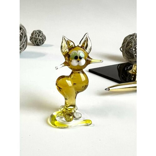 Кот фигурка стеклянная