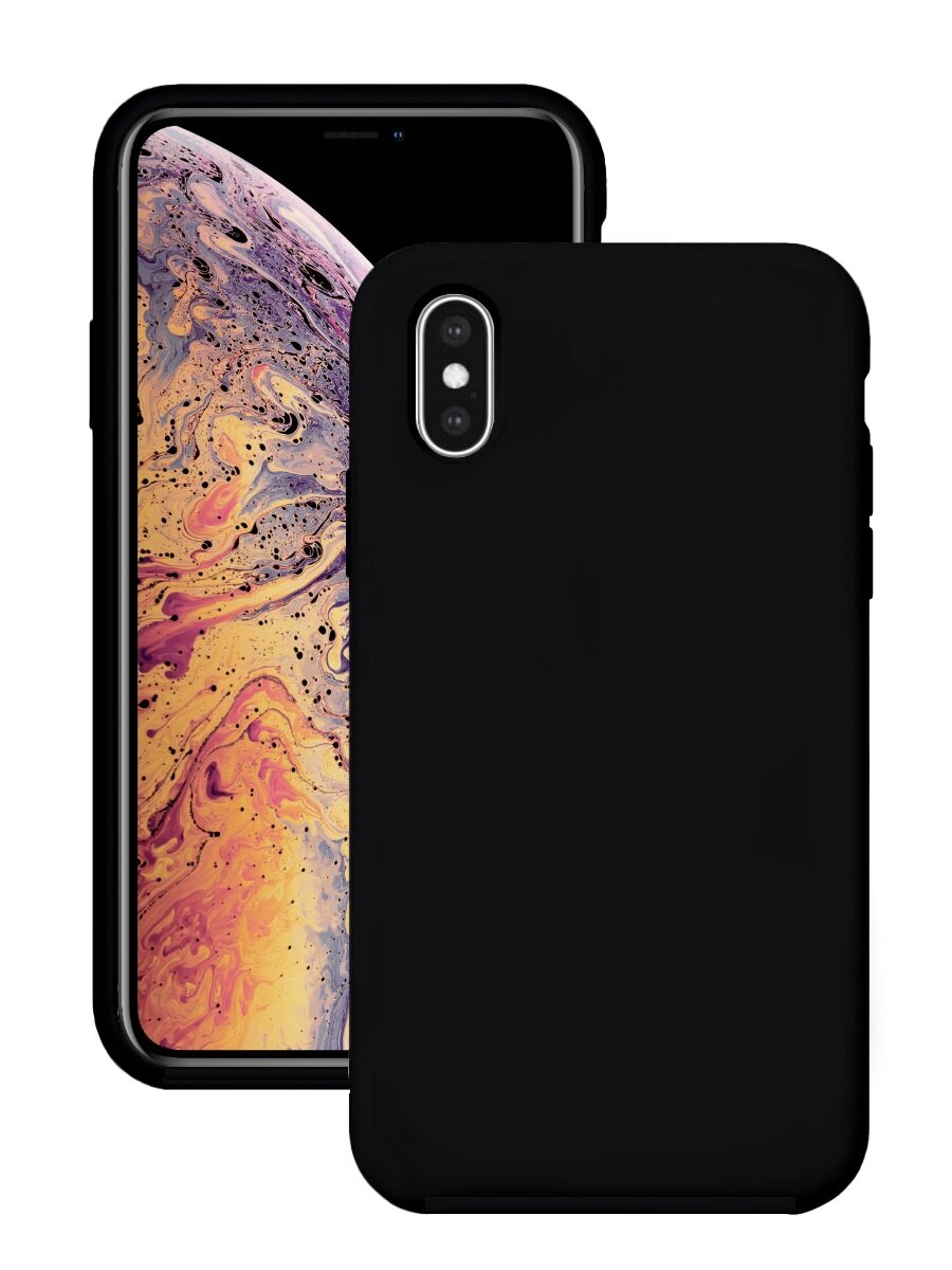 Чехол силиконовый для Apple iPhone XS, чехол для айфона ХС (черный), с мягким покрытием внутри