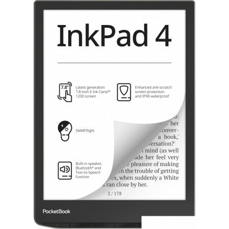 Электронная книга PocketBook 743G InkPad 4 (черный/серебристый)