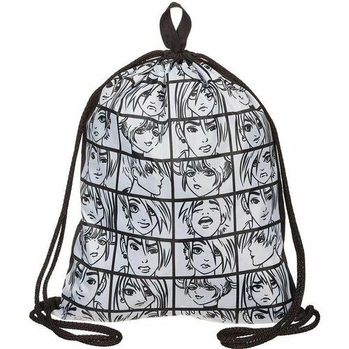 Мешок для обуви №1School Аниме Комикс, 1 ручка, светоотр,51х41