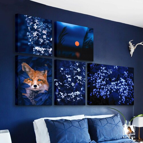 Модульная интерьерная картина на холсте с подрамником из 5 шт 120х70 см Крепление в подарок 2904₽