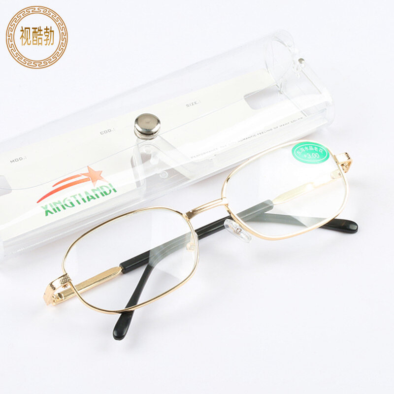 фото Очки для чтения, +300 диоптрии, квадратные, металл, стекло