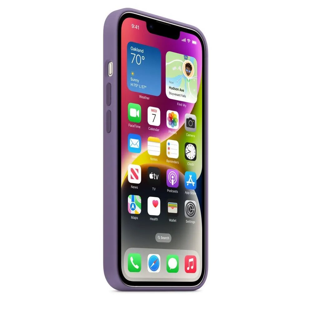 Чехол силиконовый MagSafe для iPhone 14 Iris с анимацией NFC, Silicone case MagSafe для айфон 14 - Фиолетовый — фото 1