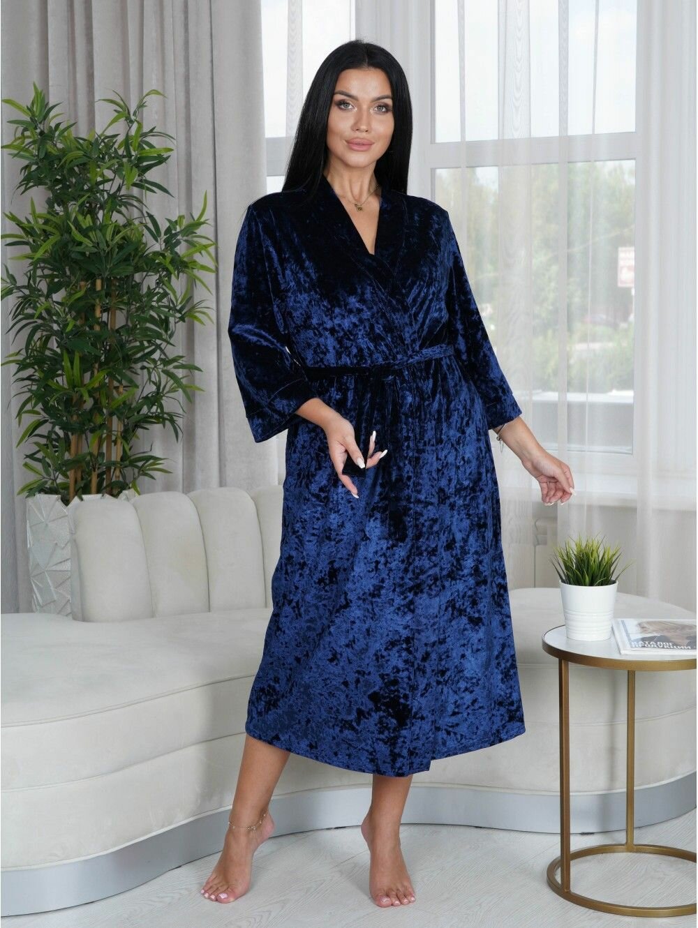 Халат LOVETEX.STORE, размер 60, синий