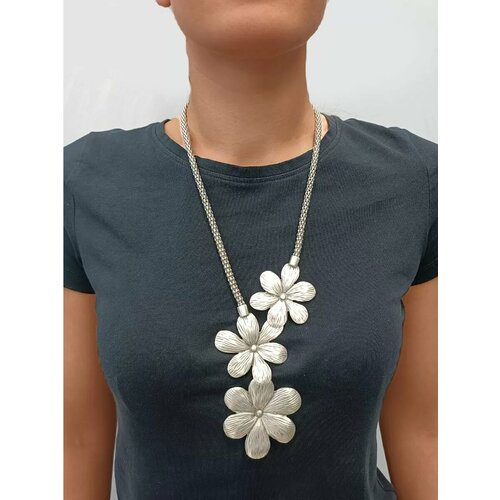 Колье, длина 60 см, серебристый