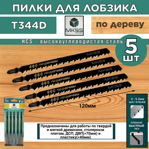 Пилка для электролобзика по дереву/прямой, быстрый рез/ T344D MKSS