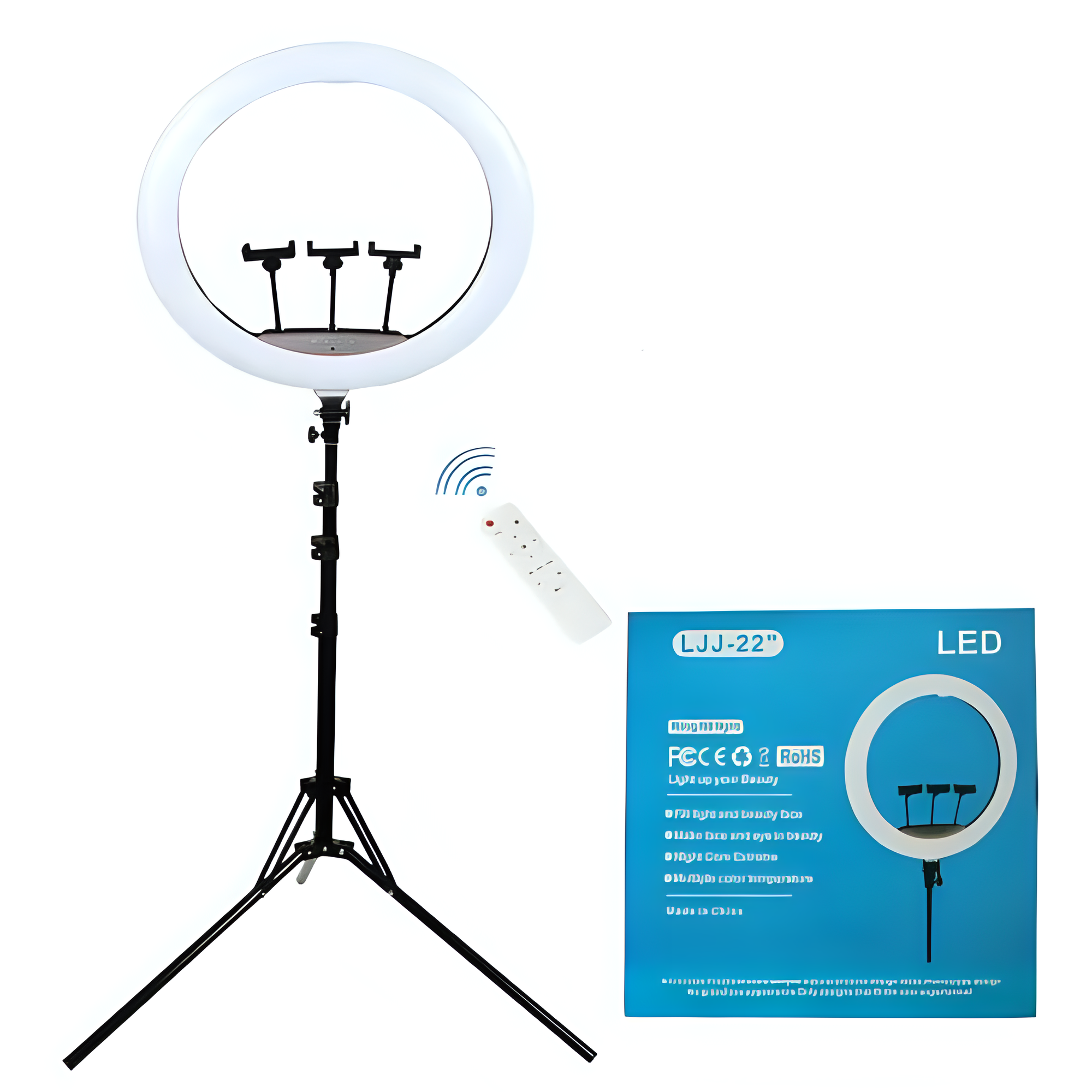 фото Лампа кольцевая LED 56см 22" 480 диодов Ring Light LJJ-22 с пультом, штативом и адаптером питания для съёмки фото и видео.