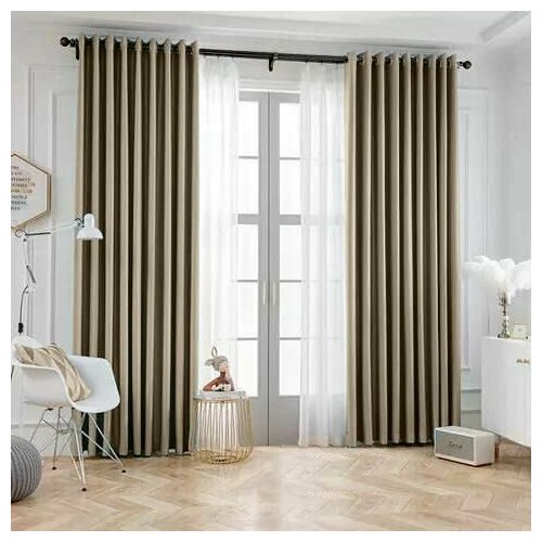 Комплект Штор Sofa Home Блэкаут/ Blackout 300х260 см, Бежевый на люверсах