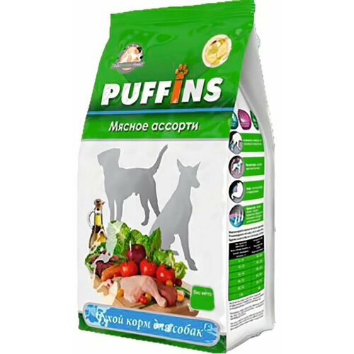 Puffins Сухой корм для собак Мясное ассорти, 500г 0.5 кг